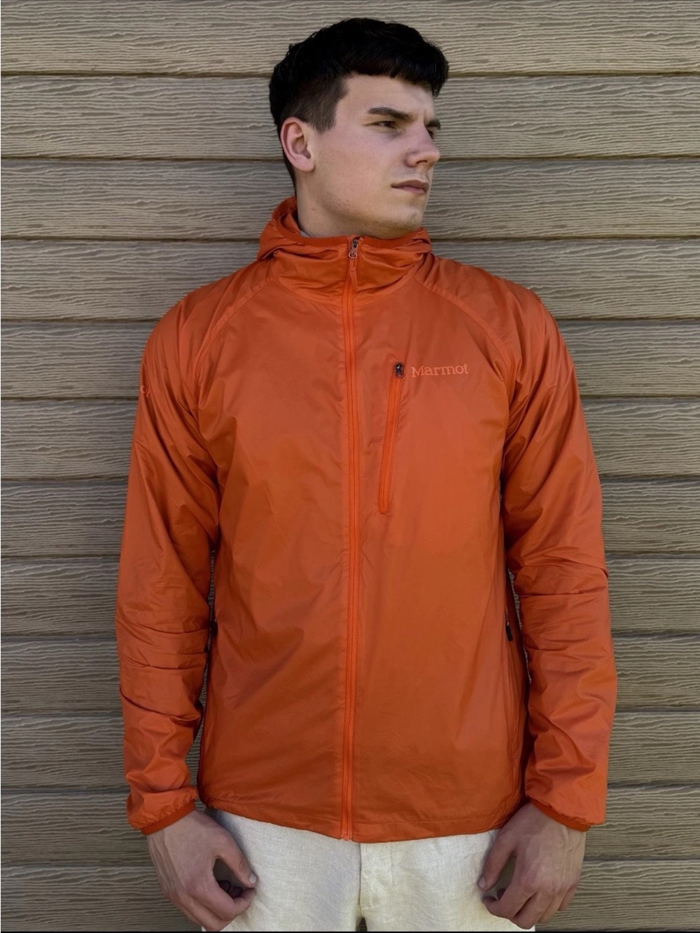 Marmot Ether DriClime Hoody Windbreaker Jacket Orange Packable Men XLRipstop